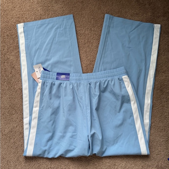 JoyLab Women’s Piped Mid Rise Track Pants NWT Size Medium Blue White Stripe - Picture 5 of 8